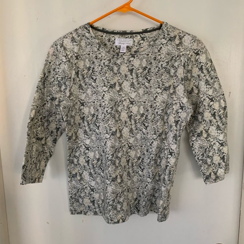 Women's Gray Pima Cotton petite Patterned Top